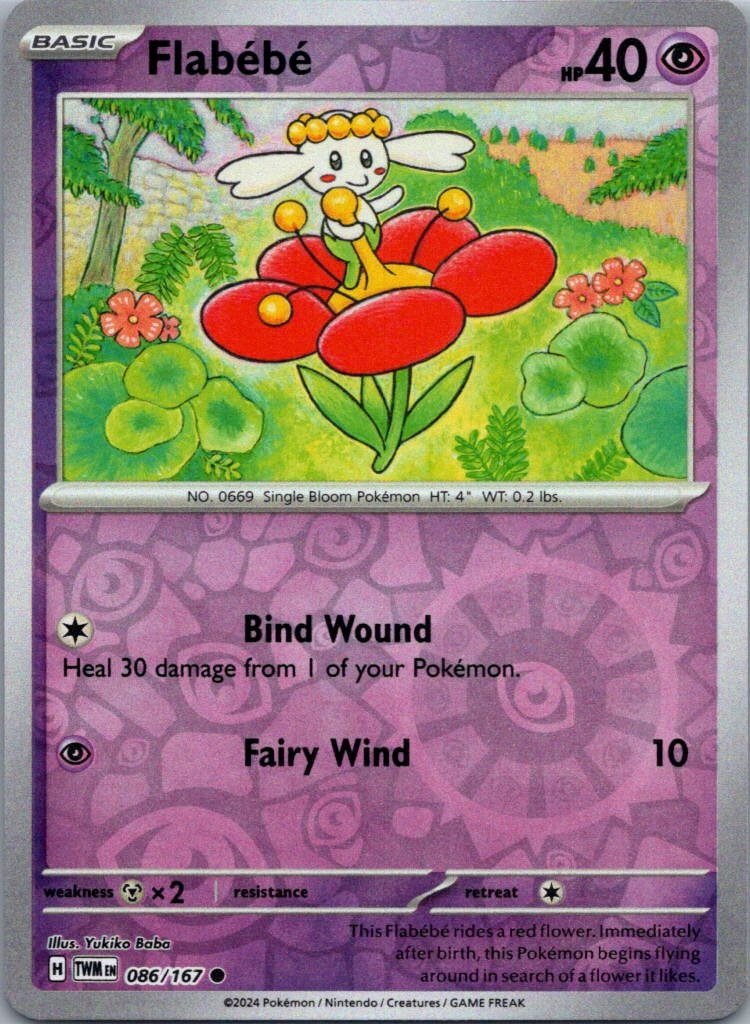 Pokemon TCG Flabébé 086/167 Twilight Masquerade Rev Holo NM