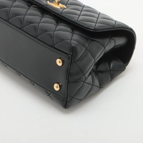 Chanel Coco Henkel 24 XS Leder 2 Wege Handtasche Schwarz Gold Metallbeschläge zufällig - Bild 3 von 15