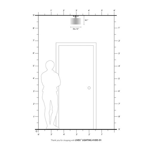 Livex Lighting Meridian 10" 1-Light Metal Semi Flush Mount in Brushed Nickel - Bild 9 von 9