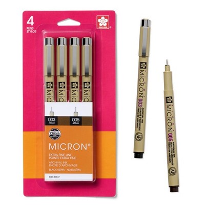 SAKURA Pigma 50047 Micron Blister Card Ink Pen Set, Black/Sepia, 003/005 Blac...