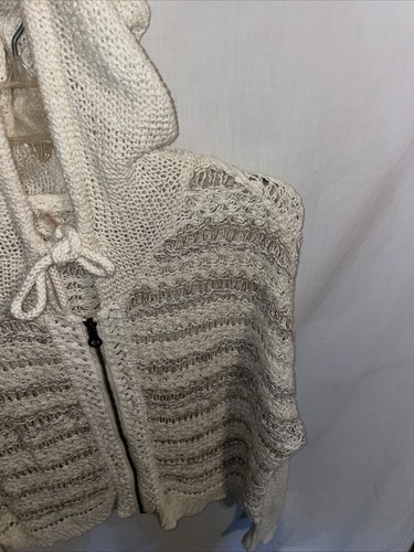 Free People maglione donna felpa con cappuccio taglia media beige macramè che esce oversize - Foto 4 di 12