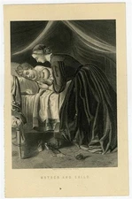 Mother & Child Engraving  Engraved & Printed  Illman Bros 1880