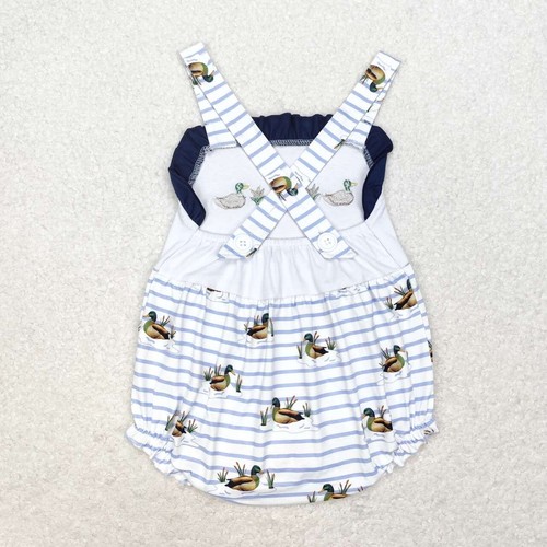 Southern Design Cute Embroidery Mallard Duck Sibling Baby Summer Outfit - Picture 7 of 11