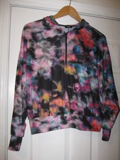 Terez Tie Dye Hooded Sweatshirt Size XS 1/4 Zip Drop Shoulder MultiColor