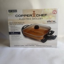 Copper Chef Electric Skillet 12" x 12"  Simmer Saute Steam & Fry Countertop NOB