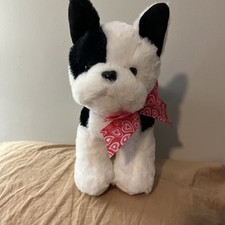 Plush Fuzzy Black  White Standing 11" Puppy Dog Stuffed Animal Pal