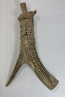 Artist Carved Antler Cribbage Board/Face Koepke