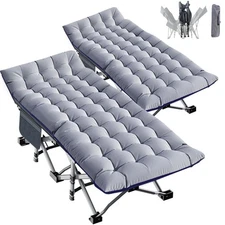 ABORON 2 Pack Folding Camping Cot Guest Bed For Adult With Mattress Carry Bags