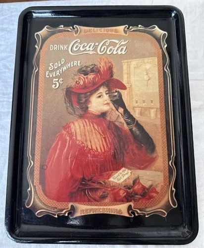 Vntg 1987 Reproduction Of 1908 Calendar Girl Coca Cola Co. Plastic Tray Free S/H