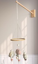 Crib Mobile Wooden Arm, Wall Mounted Suitable for All Cribs 100 Natural Larc...