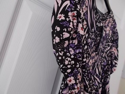 MARKS & SPENCER LONG SLEEVE FLORAL DRESS SIZE 14 PETITE BNWT - Picture 4 of 6