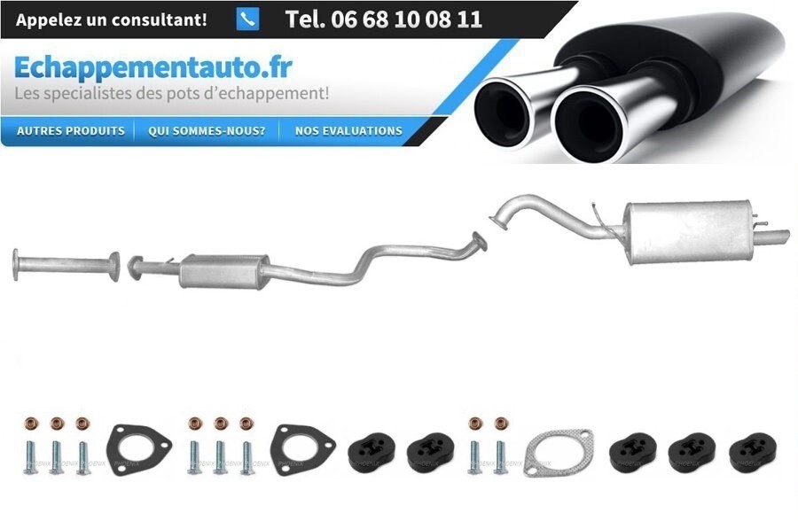 Échappement arrière pour Chevrolet Tacuma Rezzo 2.0 avec kit complet de montage