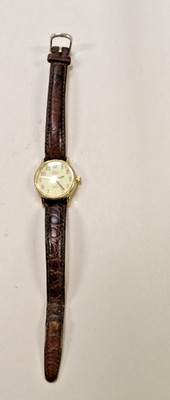 Timex Indiglo WomensQuartz Watch Gold Tone Case Brown Leather Band Water Resist 