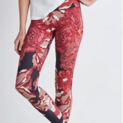 Leggings SOFT ENVIRONMENT Superslim Roja Rose grandi floreali rosso blu marrone morbido - Foto 3 di 11
