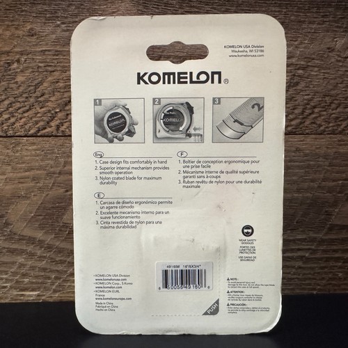 Komelon Tape Rule Tape Measure 16ft./5m x3/4in - Nylon Coated Blade (4916IM) - Picture 2 of 5