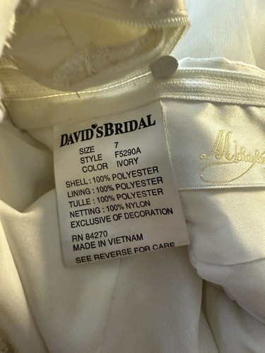 Flower Girl Dress Sz 7 David's Bridal Ivory Beaded Basket Gloves Crown F5209A - Picture 19 of 19