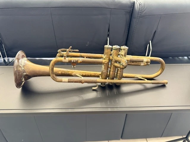 Trompeta Embajador De Colección FE Olds & Son Ambassador Latón Antiguo Para Piezas 272417 Foto 2 de 4