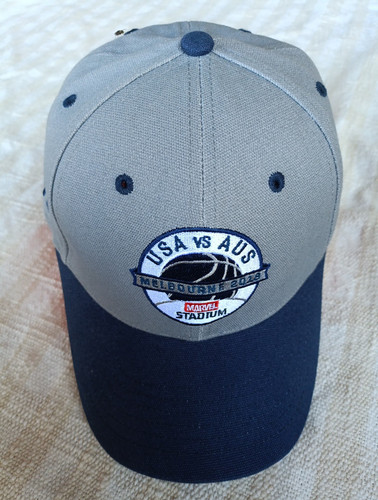 USA VS AUSTRALIA Marvel Stadium Basketball Hat 2019 iAthletic Like New Blue Grey - Picture 1 of 7