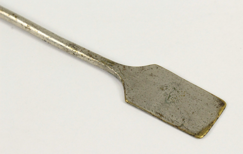 = Circa 1900 Apothecary Spatula Spoon, Nickeled Brass - Picture 9 of 11