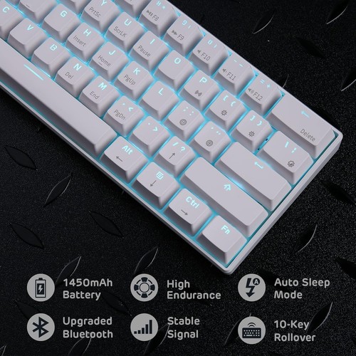 RK61 Wireless Mechanical Gaming Keyboard, Compact 61 Keys Bluetooth - Picture 8 of 11