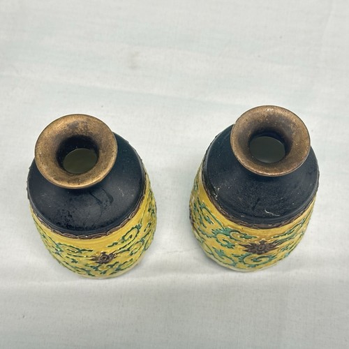 Antique Japanese Eiraku Zengoro Cloisonné Sake Bottle Pair - Picture 2 of 4