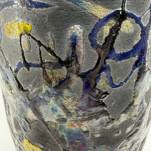 Artisan Raku Vase Multi Glaze & Color, Signed, OOAK, Vintage, 11" - Picture 4 of 10