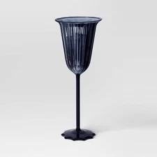 Threshold Black Ribbed Champagne Glass Pedestal Stem 9.47oz Gothic Barware NEW