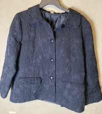 Old Navy Black Jacquard Blazer/Jacket All over Floral Embroidered 4 Button SZ M