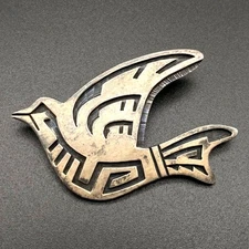 Vintage Hopi Native Jack Nequatewa Bird Sterling Silver Pin Brooch