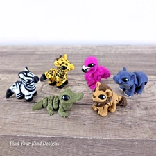Safari Animal Hatchlings Set 3D Articulated Flexi Fidgets- Stocking Stuffer