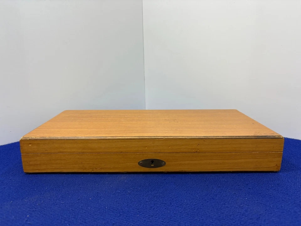 Vintage Wooden Presentation Case Fits 8" Barrel Revolvers — Red Velvet Interior - Image 2 of 4