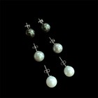 3 Pairs Black, Gray & White Classic Style Faux Pearls Stud Earrings Set