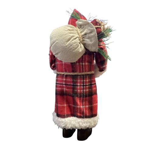 Christmas Santa Claus Figurine Red Plaid Coat Holiday Decoration EUC - Picture 3 of 10