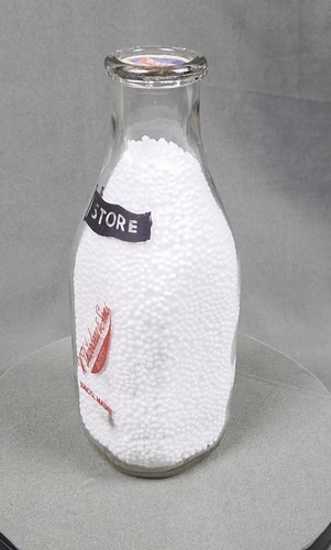 Vintage 1 Qt. Store Milk Bottle Red "H Thibodeau & Sons Dairy" Saco, Maine - Video 1 of 1