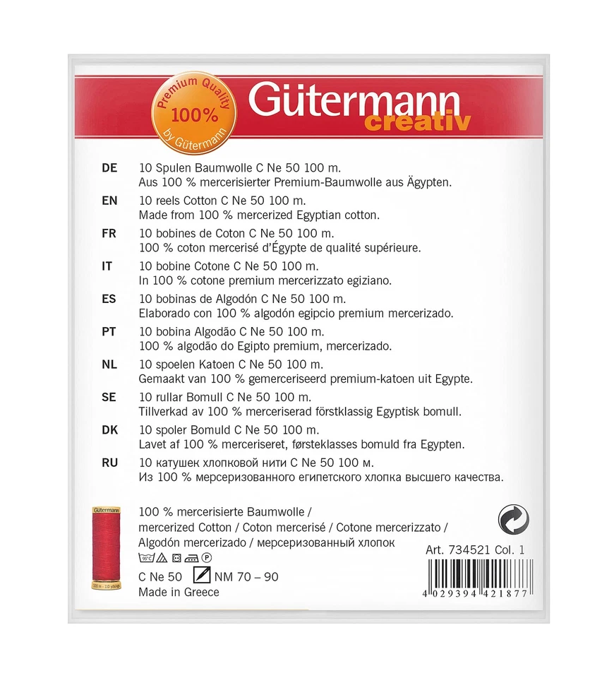 Juego de hilos de coser de algodón natural multicolor 10X 100M para retazos y qui... Foto 3 de 4