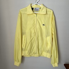 VTG IZOD 90s Lacoste Mens Windbreaker Jacket Sz XL Yellow Full Zip Croc Preppy