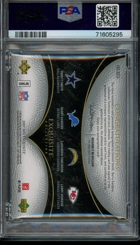 2007 UD EXQUISITE QUAD SIGNATURE JOHNSON/TOMLINSON/SANDERS/SMITH PSA 8 AUTO /10 - Bild 2 von 2