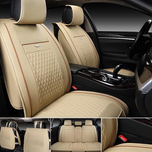 Juego completo de funda de asiento de coche de lujo impermeable cuero delantero trasero almohadilla universal - Imagen 15 de 22