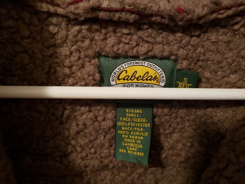 Cabela's Faux Suede Shearling Coat Jacket Button Up Women's Small - Picture 6 of 7
