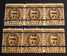 6 - 1922 US Stamps Sc #551 - 1/2 Cent - Precancels - New York, NY - Used/NG/VF