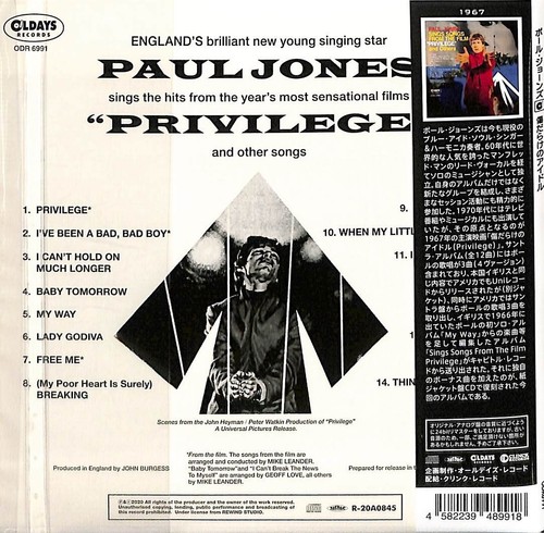 PAUL JONES Sings Songs From The Film Privilege [Paper Sleeve CD] - Bild 3 von 3