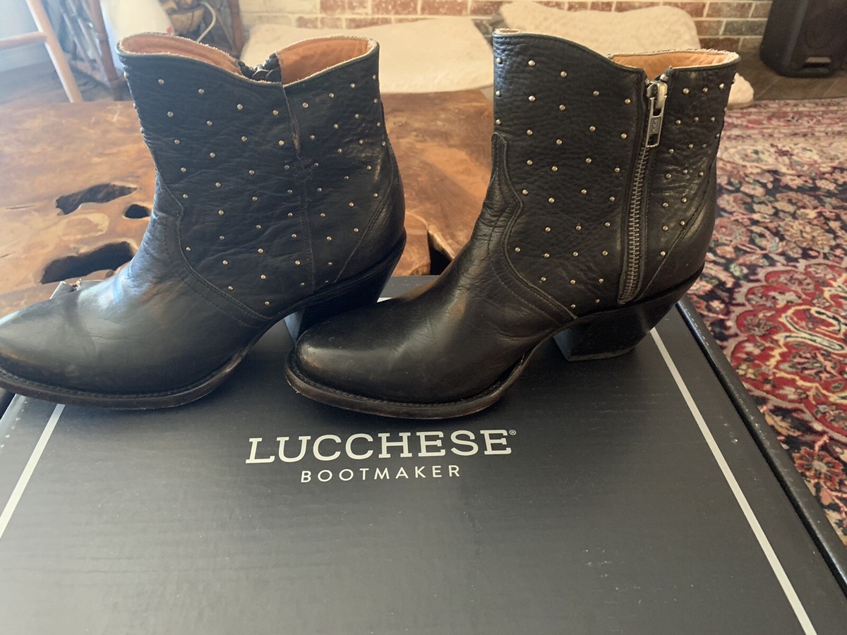 Lucchese Ladies 7.5 Black Harley Boot eBay