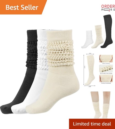 Slouch Socks Women Thigh High Boot Soft Scrunch Size 5-11 Pack Comfort