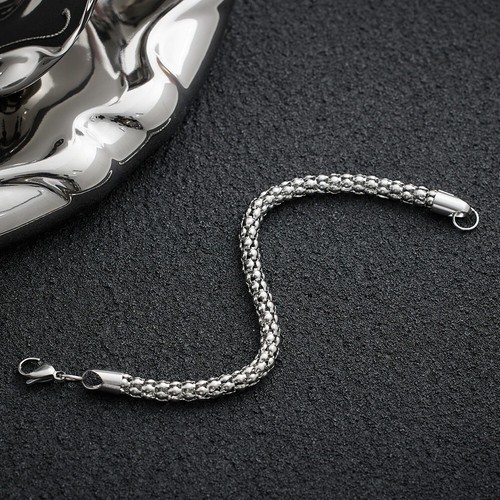 Bracciale da Uomo in Acciaio Inox Catena Braccialetto con Maglia - Foto 5 di 9