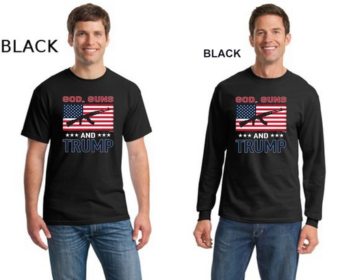 Patriotic God Guns Donald Trump AK47 Second Amendment American Flag Mens T Shirt - Picture 7 of 11
