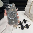 Glitter Diamond Case For iPhone 16 15 14 Pro Max 13 Magnetic Cover with bracelet
