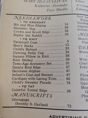 Coat Mittens Socks Recipes The Workbasket Magazine Knit Crochet VTG 1968 5 33 - Picture 5 of 24