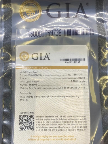 GIA Certified 2.7806 Carat Diamond Melee Outside Service Lot of 446 Single Cut