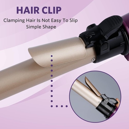 Dual Voltage White Rotating Curling Iron Hair Curler Automatic Curling Wand Hair - Picture 14 of 25