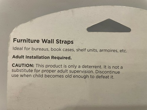 Correa de pared de seguridad para muebles 1er para niños a prueba de la casa paquete de 2 - Imagen 3 de 4